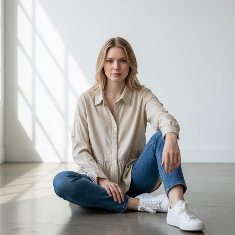Lightweight Corduroy Peplum button down top by Loft